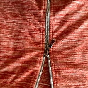 Weekends by Chico's Coral Mesh Jacket.   Women’s sleeveless hoodie, so cute!